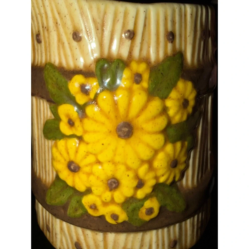 Sunflower Ceramic Pitcher Vintage‎ Farmhouse Barrel